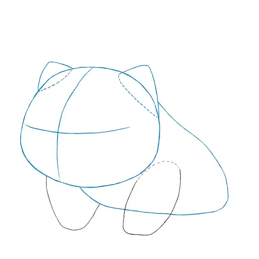 Drawing tutorial of How to draw Bulbasaur - Step 4-2 