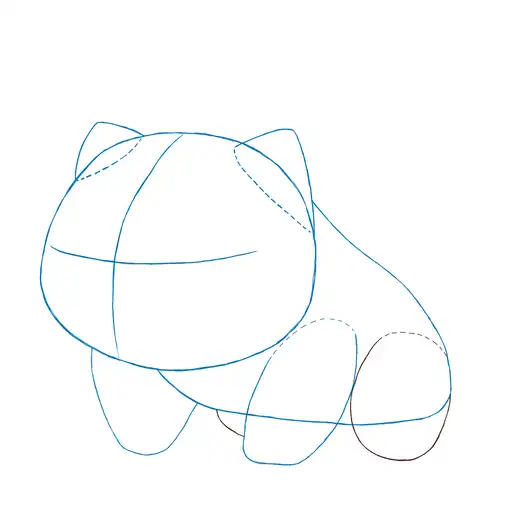 Drawing tutorial of How to draw Bulbasaur - Step 5-2 