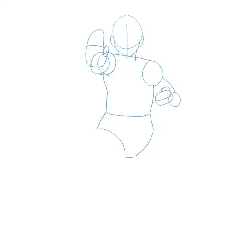 Learn how to draw Akaza in standing pose with Step-by-step tutorial - initial sketch and basic shapes - step 5-4