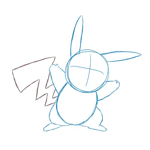 Drawing tutorial of Pikachu - Step 6-1 