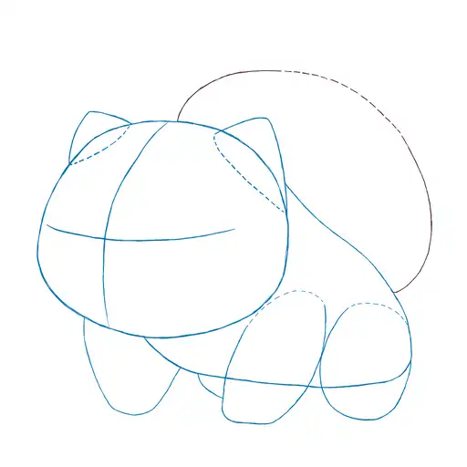 Drawing tutorial of How to draw Bulbasaur - Step 6-2 