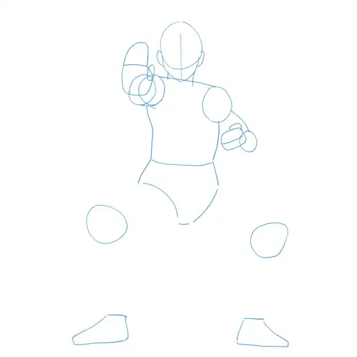 Learn how to draw Akaza in standing pose with Step-by-step tutorial - initial sketch and basic shapes - step 6-4