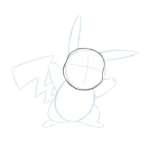 Drawing tutorial of Pikachu - Step 7-1 
