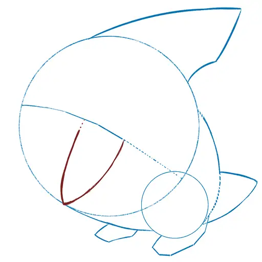 Drawing tutorial of Gible - Step 7 