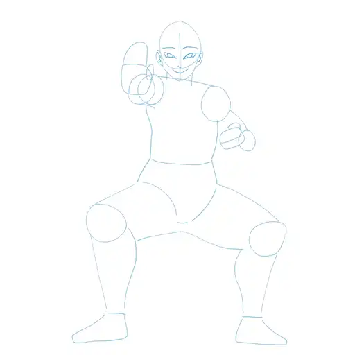 Learn how to draw Akaza in standing pose with Step-by-step tutorial - adding face details and hair structure - step 8-4