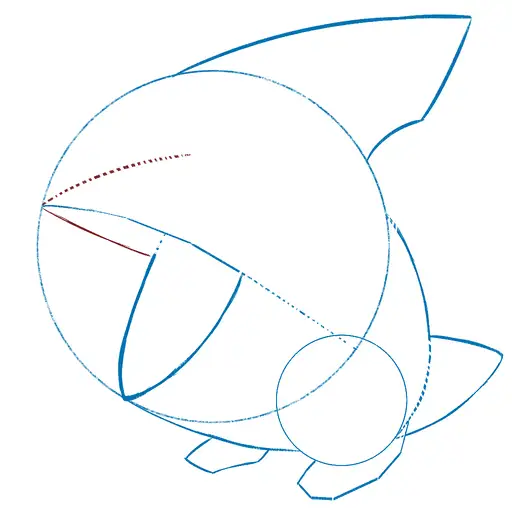 Drawing tutorial of Gible - Step 8 
