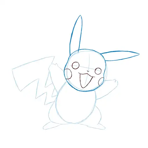 Drawing tutorial of Pikachu - Step 9-1 
