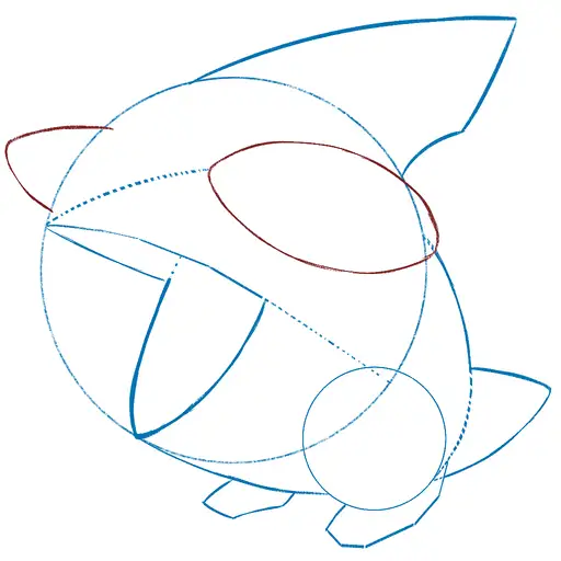 Drawing tutorial of Gible - Step 9 